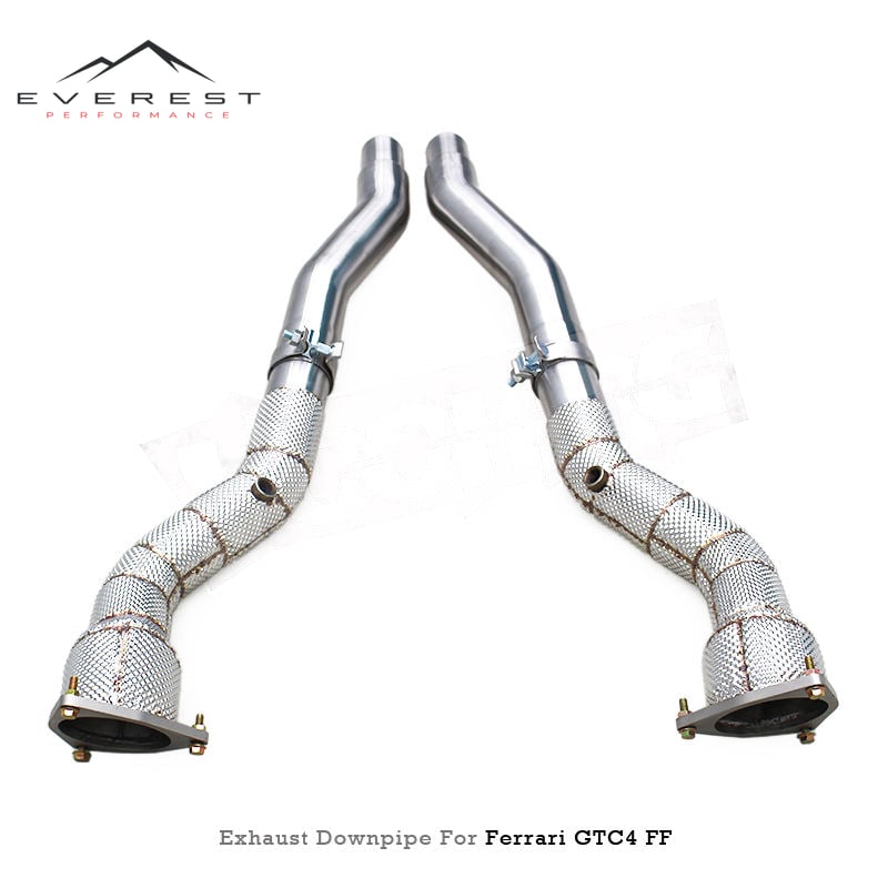Racing Exhaust Downpipe for Ferrari GTC4 FF 6.3L V12 2011-2012 SUS304 Heat Shield Free Flow Pipe Auto Straight-through Header