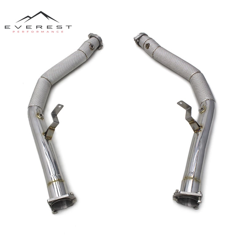 Exhaust Free Flow Pipe Muffler for Mercedes-Benz G63 AMG W463 2013-2019 SUS304 Straight Header Downpipe Heat Shield