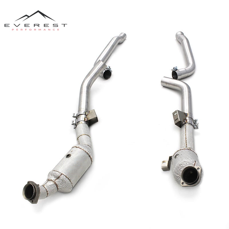 Stainless Steel Exhaust Pipes for Mercedes-Benz E63 AMG 5.5T 2012-2016 Catted Downpipe With Heat Shield