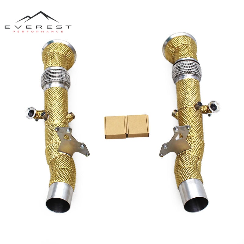 Turbo Exhaust Pipe for Ferrari 296 GTB V6 3.0T 2021-2024 Straight-through Stainless Steel Exhaust Pipe with Heat Shield