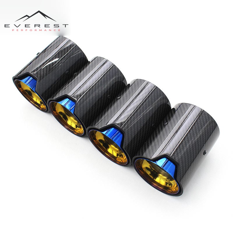 Black Carbon Fiber Tips for BMW Universal M Performance Tail Throat Inner Golden and Blue Car Exhaust Pipes