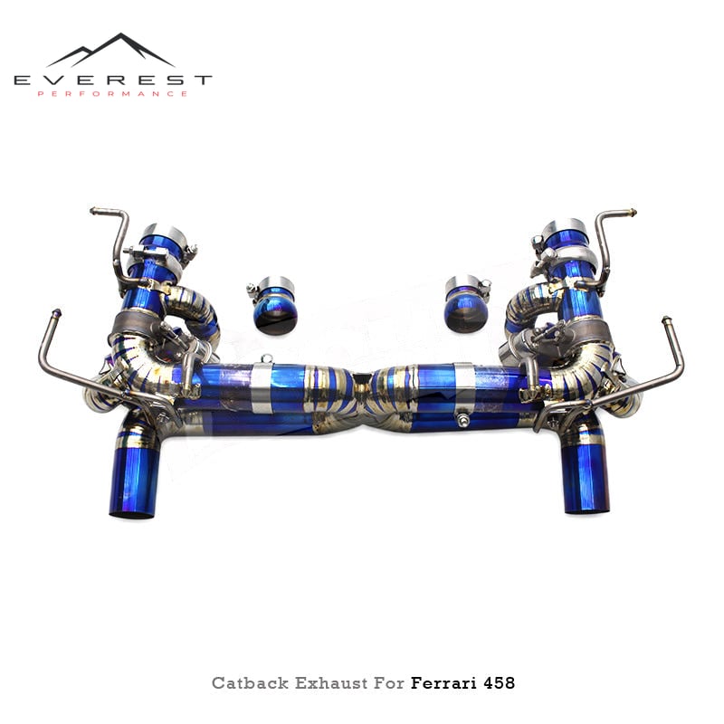 Titanium Exhaust Muffler Pipe for Ferrari 458 4.5L 2011-2016 X Pipe Vacuum Valve Rear Section Lightweight Axleback Exhaust