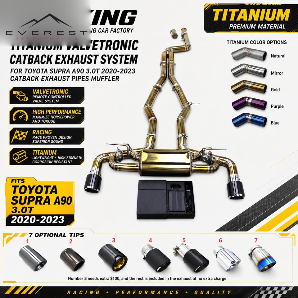 Racing Car Titanium Valvetronic Catback Exhaust System for Toyota Supra A90 3.0T 2020-2023 Catback Exhaust Pipes Muffler