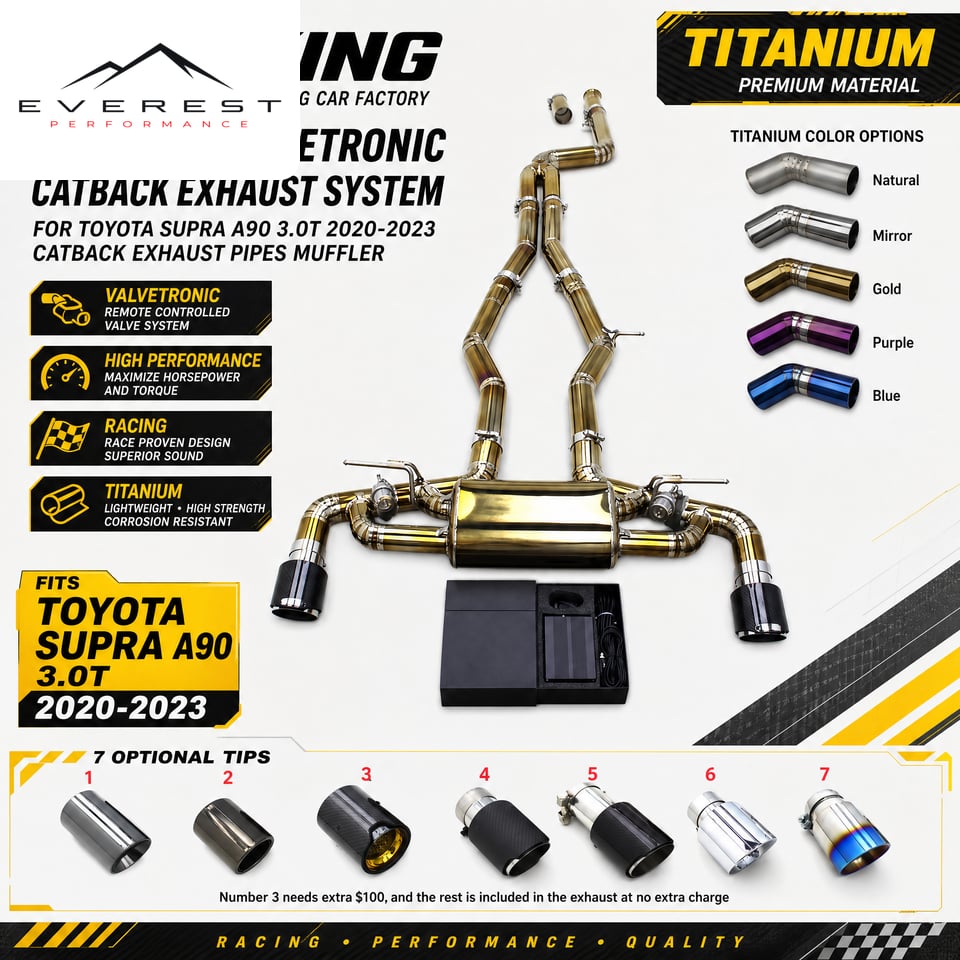 Racing Car Titanium Valvetronic Catback Exhaust System for Toyota Supra A90 3.0T 2020-2023 Catback Exhaust Pipes Muffler