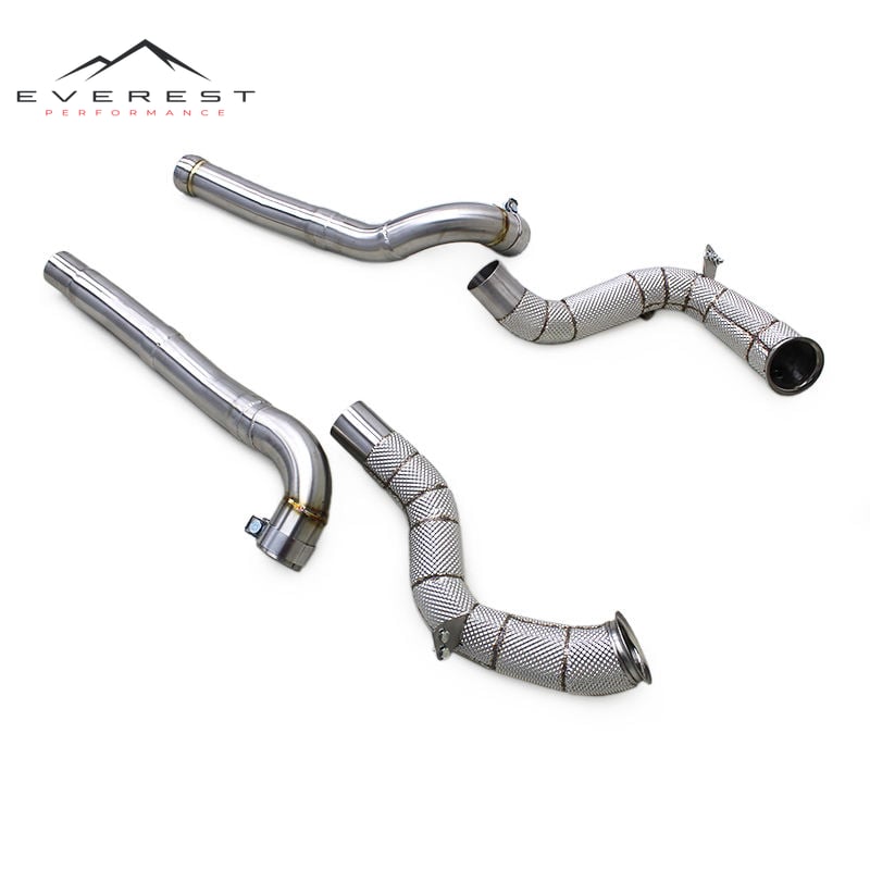 Race Free Flow Downpipe for Mercedes-Benz AMG GT GTS GTR GTC C190 4.0T 2014-2020 Heat Shield Stainless Steel Exhaust