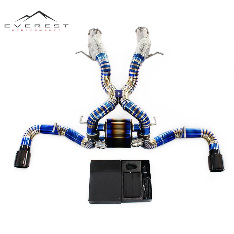 Titanium Catback Exhaust & SS304 Cat Downpipe for McLaren 570S 3.8T 2015-2019+ Vacuum Valve System with Independent Controller