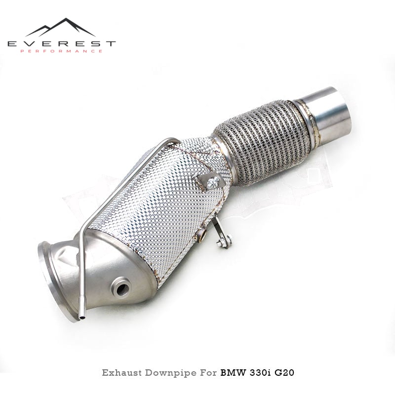 Racing SS304 Free Flow Exhaust Downpipe Pipes for BMW 325i/330i G20/G28 B48/2.0T/B58/3.0T 2020-2024 Heat Shield with OPF