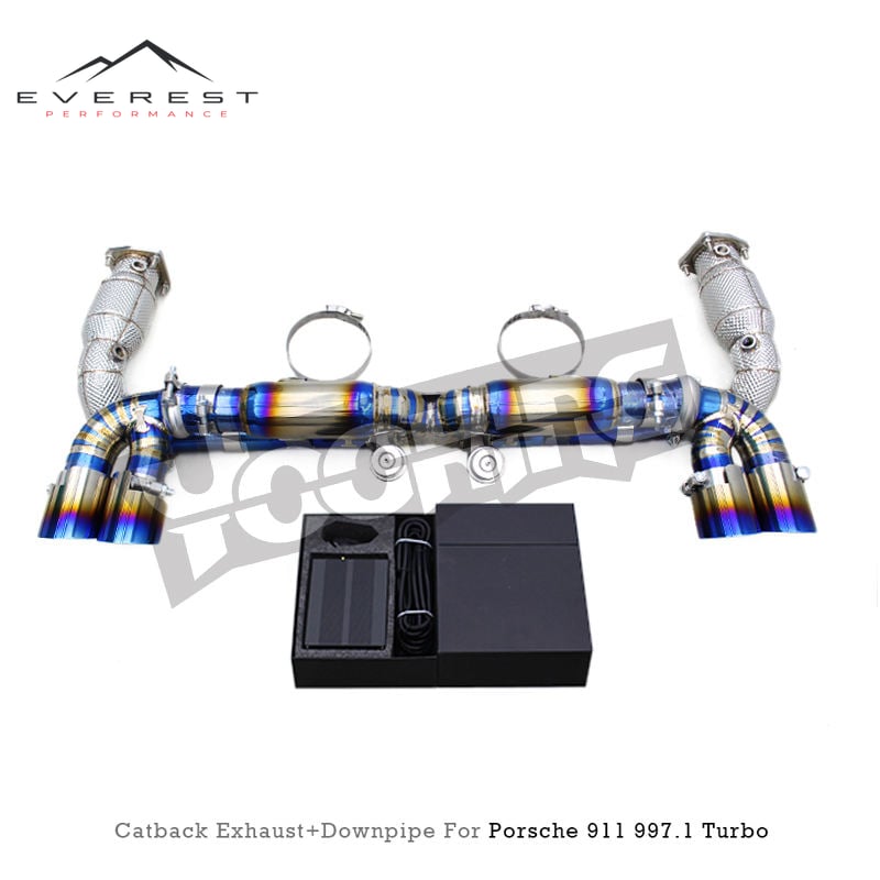 Custom Valved Sport Titanium Exhaust for Porsche 911 997/997.1 Turbo 3.6T 2004-2007 Cat Downpipe X-pipe Axle Back Enhanced Sound