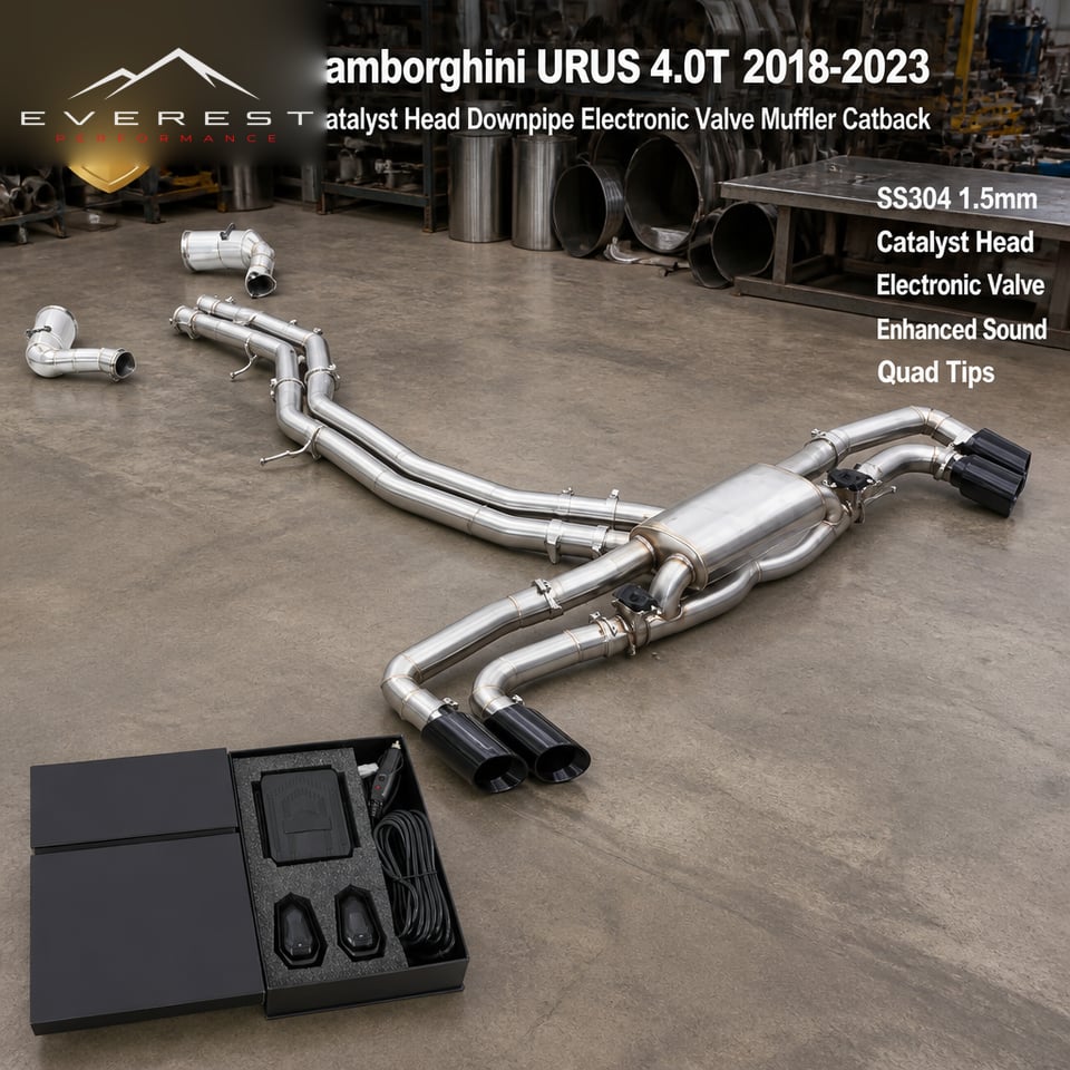 Excuatom SS304 Catalyst Head Downpipe Exhaust System for Lamborghini URUS 4.0T 2018-2023 Electronic Valve Muffler Catback Pipes