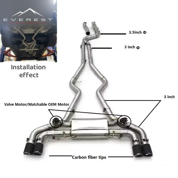 Stainless Steel Exhaust Pipe for BMW M340i/M340 M440 M440i G20 G22 LCI X-Drive 3.0T 2015-2025 Muffler Exhaust Catback System