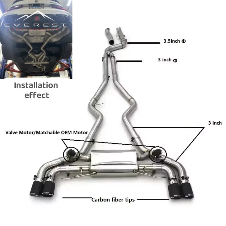 Stainless Steel Exhaust Pipe for BMW M340i/M340 M440 M440i G20 G22 LCI X-Drive 3.0T 2015-2025 Muffler Exhaust Catback System