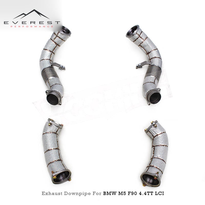Excuatom Straight Free Flow Downpipe Exhaust Pipes for BMW M5/M6 F90 LCI 4.4TT 2018-2024 With Heat Shield System Stainless Steel
