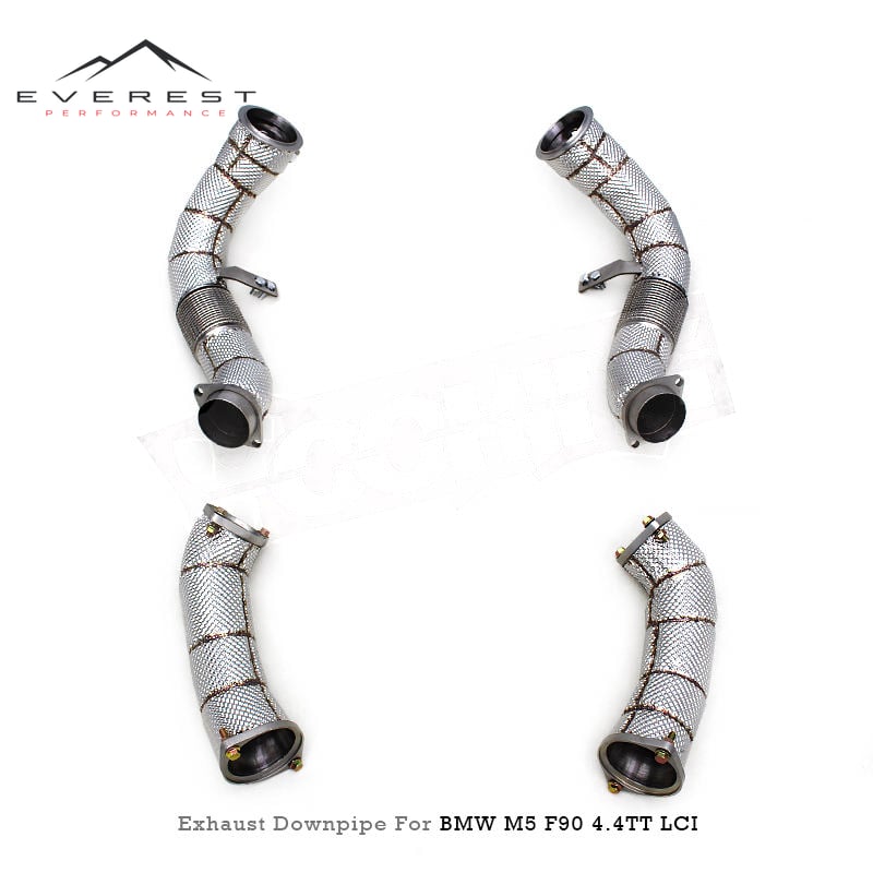 Excuatom Straight Free Flow Downpipe Exhaust Pipes for BMW M5/M6 F90 LCI 4.4TT 2018-2024 With Heat Shield System Stainless Steel