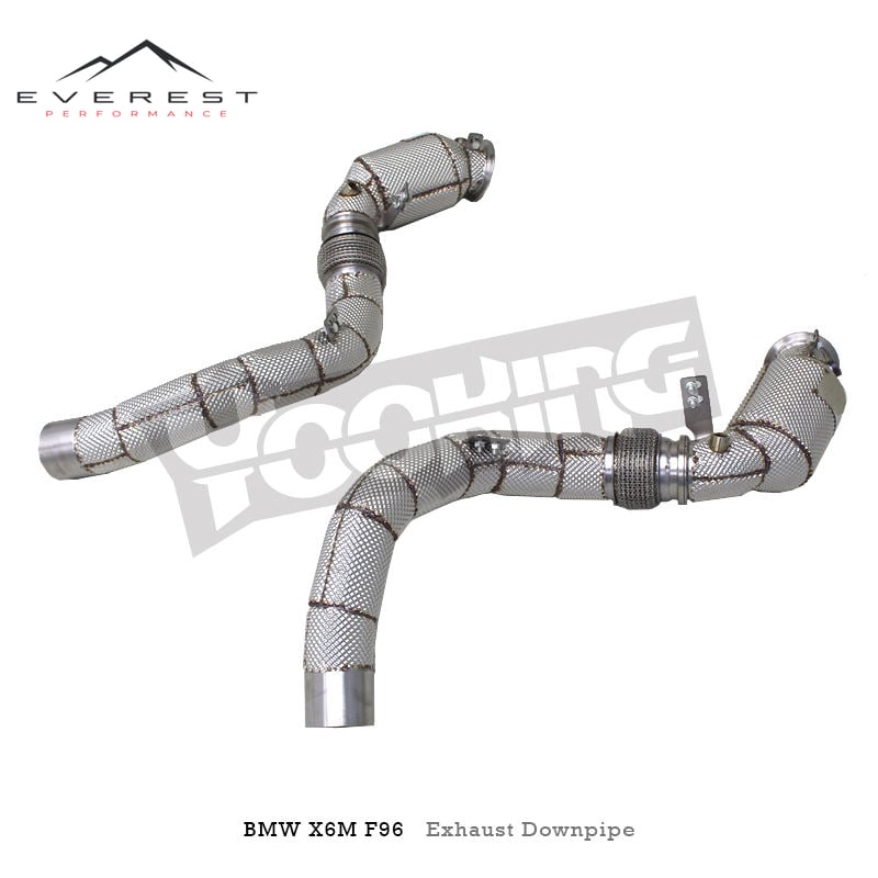 SS304L Downpipe Exhaust for BMW X5M/X6M/M8 F91/F95/F96 With Heat Shield Catalyze 100/200/300 Cell