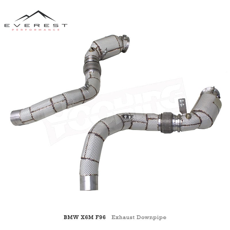 SS304L Downpipe Exhaust for BMW X5M/X6M/M8 F91/F95/F96 With Heat Shield Catalyze 100/200/300 Cell