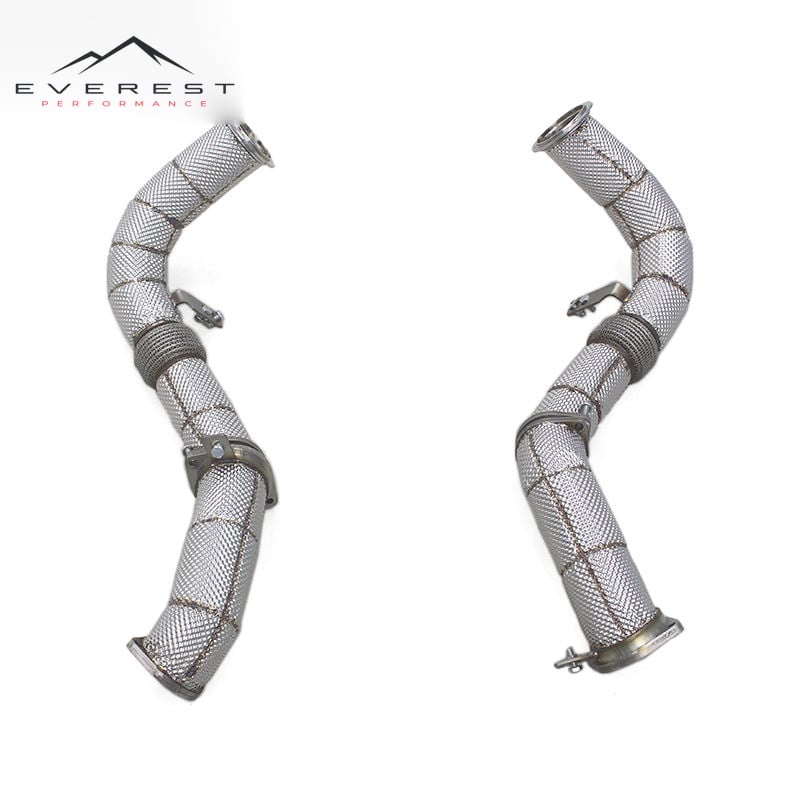 Auto Heat Shield Exhaust Downpipe for BMW X5M/X6M F95/F96 4.4T LCI Version 2015-2019 Stainless Steel Exhaust Pipe