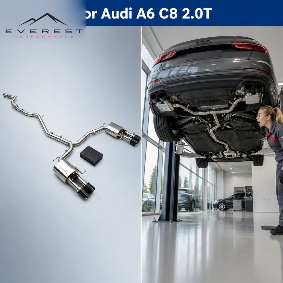 SS304 Exhaust Pipe System for Audi A6 C8 2.0T 2019-2026 Racing Electronic Valve Catback Exhaust System Four Outlet Nozzle