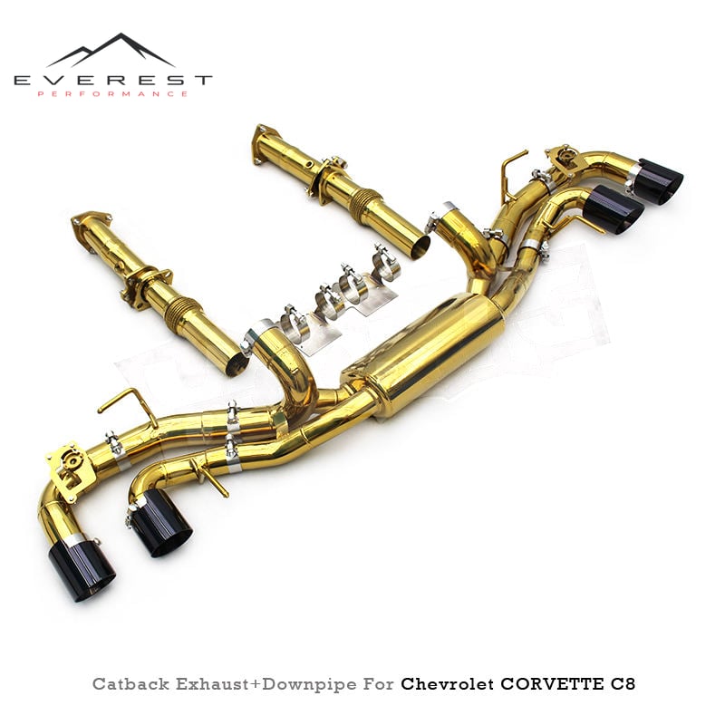 Custom Exhaust Downpipe Catback for Chevrolet Corvette C8 2019-2025 Plating Gold Stainless Steel Pipes Exhaust Pipe Muffler