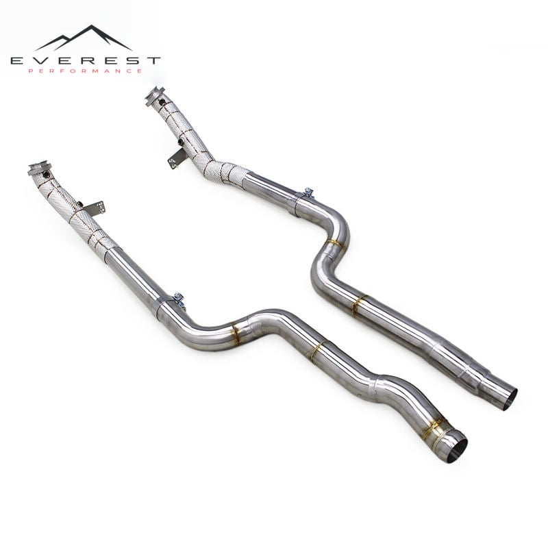 SS304 Exhaust Downpipe for Mercedes-Benz CLS550 CLS 550 M278 4.7T 2012-2016 Sport Headers with Heat Shield Straight Pipes