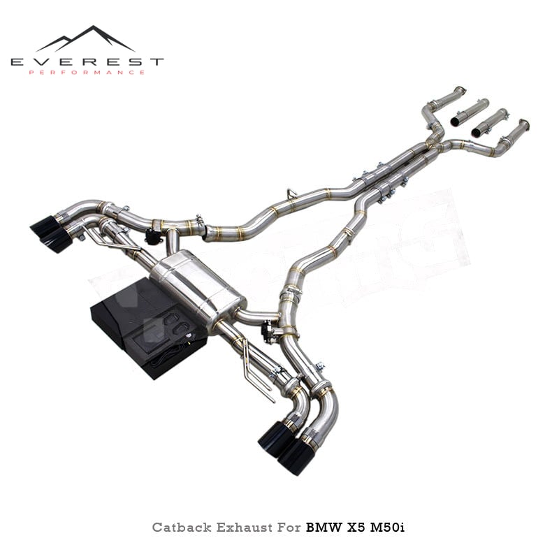 Stainless Steel Catback Muffler for BMW X5 M50i 4.4TT(2019-2024) Valvetronic Exhaust System Plated Black Tips
