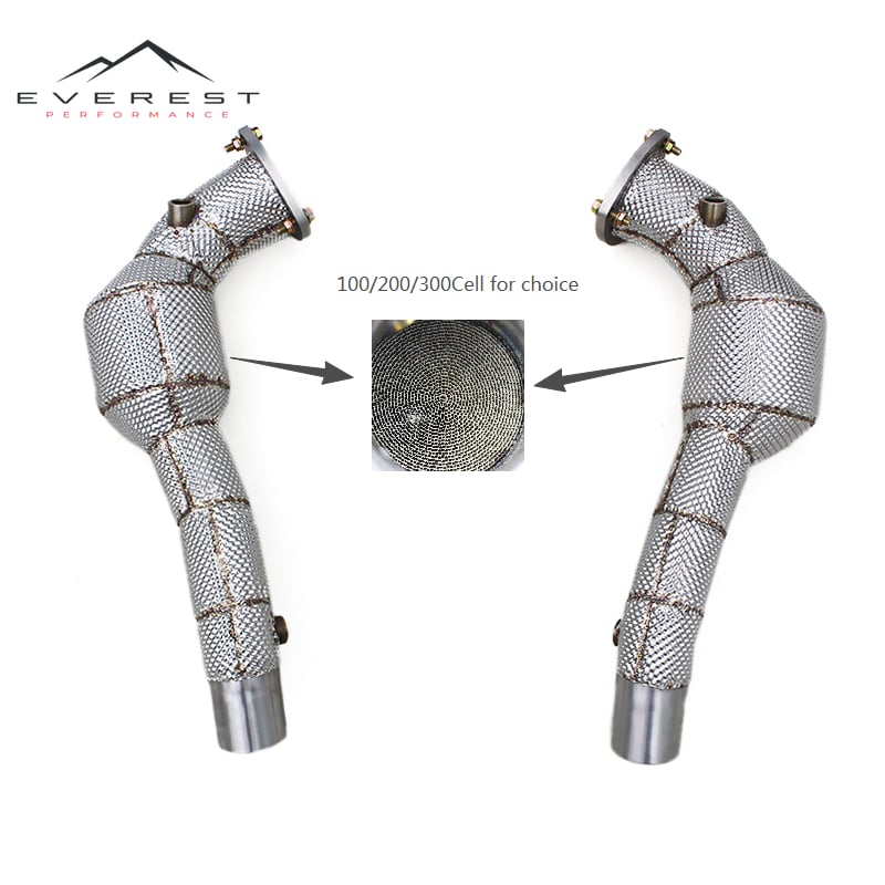 High Flow Exhaust Downpipe with 200 Cells Catalyst for Ferrari California 4.3L 2009-2014 Stainless Steel Catted Downpipe