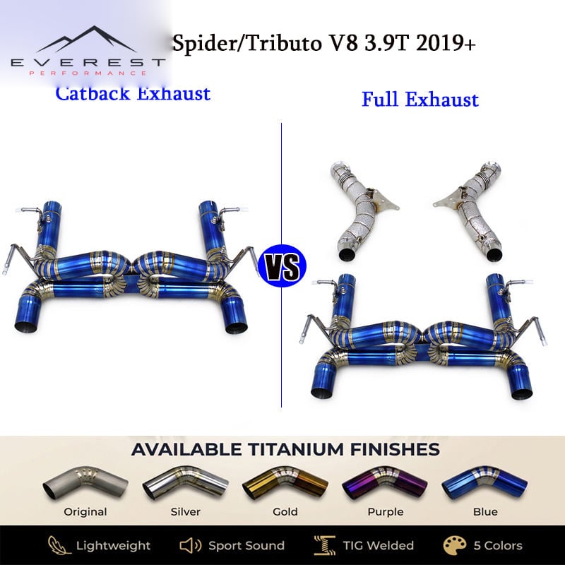 Titanium Exhaust Pipe System X Pipe for Ferrari F8 Spider/Tributo V8 3.9T 2019+ High Quality Catback Exhaust / Full Exhaust