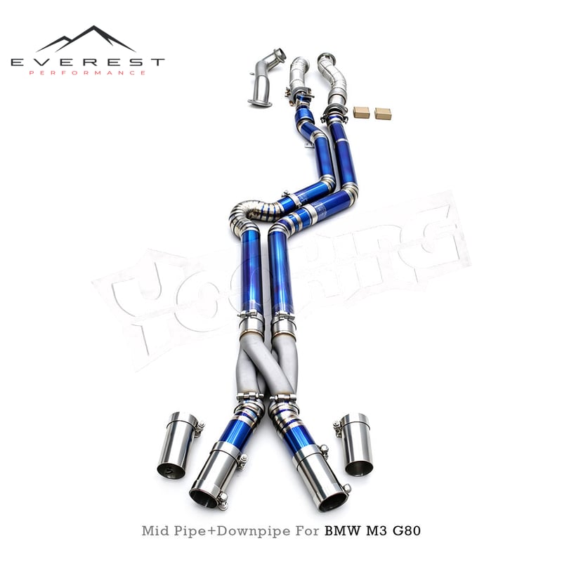 Custom Header Downpipe with Z Midpipe for BMW M2/M3/M4 G80/G82/G87 3.0T 2021-2026 SUS304 Test Pipe 2.75inch Titanium Exhaust