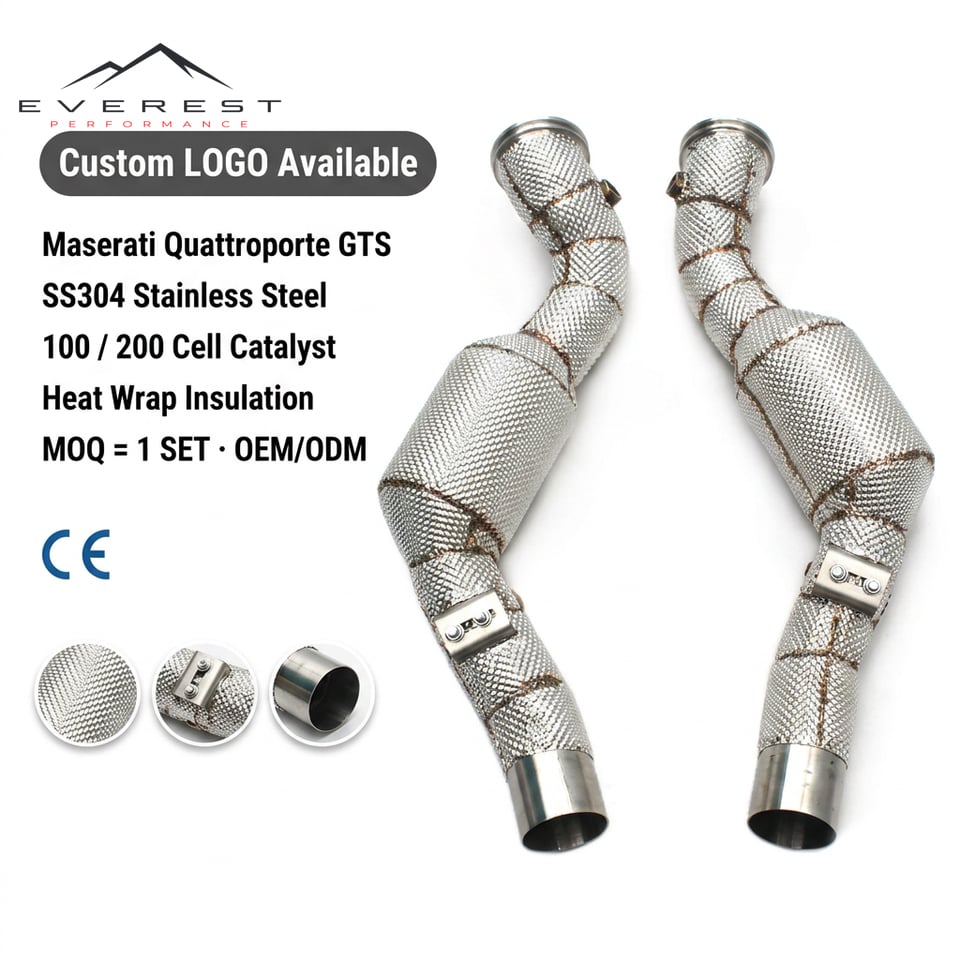High Flow Downpipe Catalyst 100 200 Cell for Maserati Quattroporte GTS V8 3.8T 2013-2016 Stainless Steel Exhaust