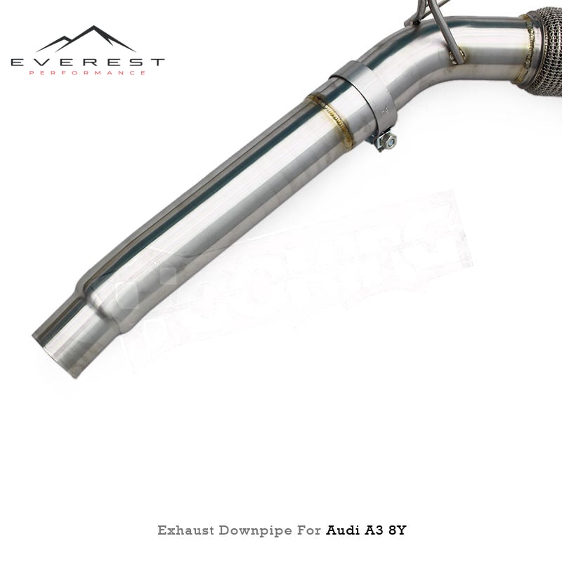 SS304 High Flow Catted Downpipe Exhaust for Audi A3 8Y 2.0T 2020-2026 Sport Car 100/200/300cell with Catalyst