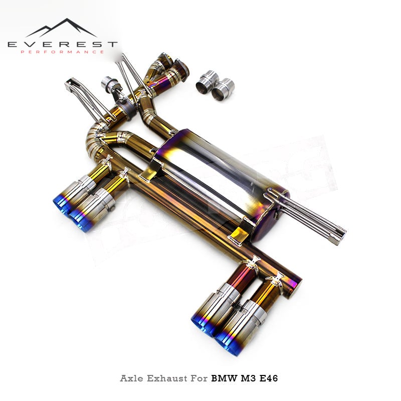 Titanium Plate Gold Vacuum Valve Silencer Axle Back Exhaust Pipe for BMW M3 E46 2004-2006 with Controller Boksa System