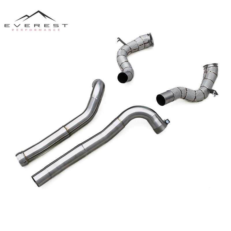 Racing Free Flow Exhaust Downpipe for Mercedes-Benz AMG GT/GTS 4.0T 2014-2023 Sport Car Stainless Steel Heat Shield Header Pipes