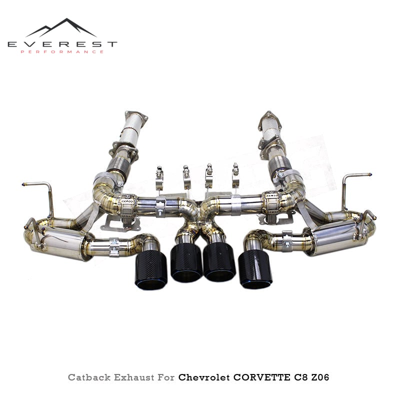 Custom 3Inch Silver Titanium Exhaust System for Chevrolet Corvette C8 Z06 2019-2025 Catback Valve With Downpipe