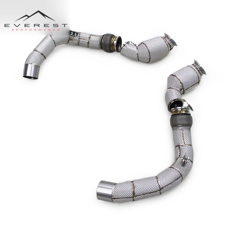 Heat Shield Exhaust Pipes for BMW M8 F91/F92/F93 4.4TT 2019-2024 Stainless Steel Free Flow Downpipe