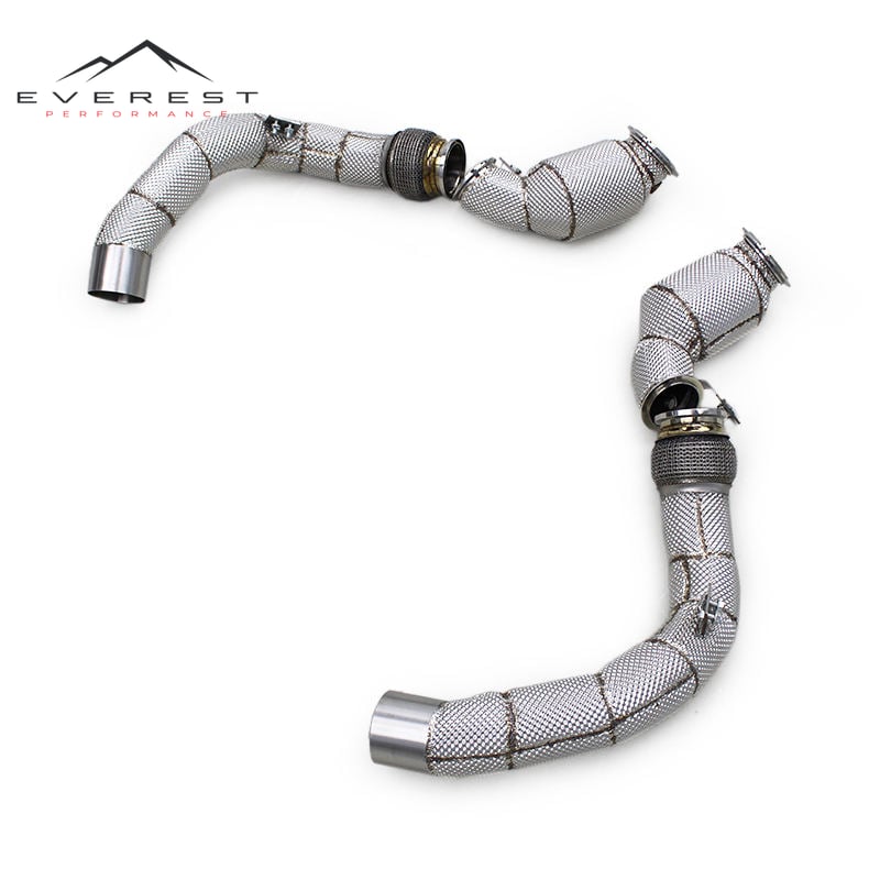 Heat Shield Exhaust Pipes for BMW M8 F91/F92/F93 4.4TT 2019-2024 Stainless Steel Free Flow Downpipe