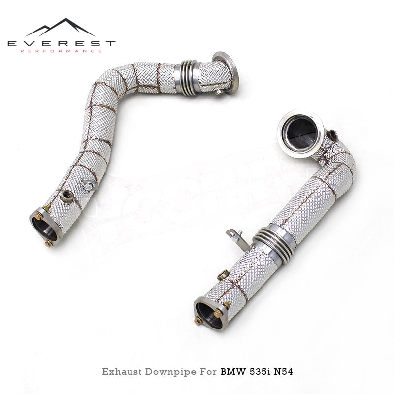 Stainless Steel Free Flow Turbo Downpipe Exhaust Pipes for BMW 535/535i N54 3.0T 2011-2017 with Heat Shield