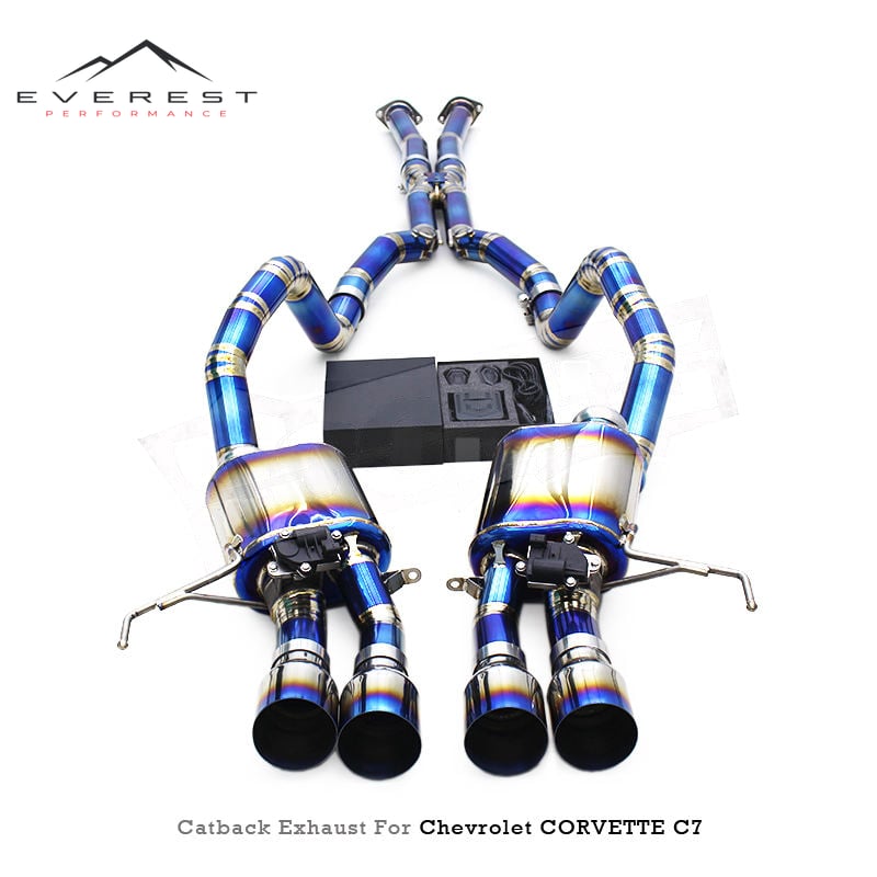 Racing Valvetronic Catback Exhaust Pipes for Chevrolet Corvette C7 6.2L 2014-2019 Titanium With Valved Muffler Axle Exhaust Pipe