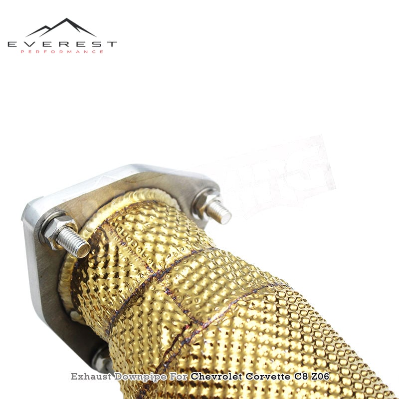 SS304 Gold Plating Downpipe for Chevrolet Corvette C8 2019-2025 With Heat Shield Catalyst Catted Downpipe 100/200/300 Cell