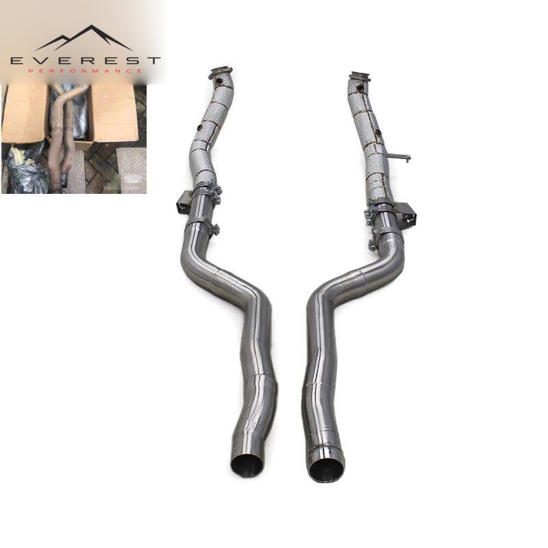 Racing Car Exhaust Downpipe Mercedes-Benz CLS63/CLS63S AMG 2007-2017 SS304 1.5mm Mirror Polished Free Flow Exhaust