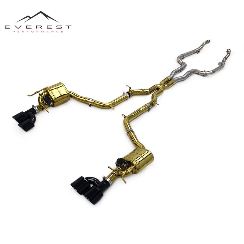 Plate Gold Full Exhaust System for Mercedes-Benz C63 AMG W204 6.2L 2011-2015 SUS304 Catback Straight Downpipe