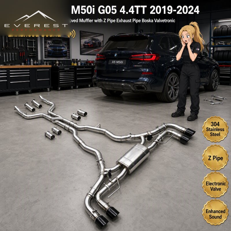SS304 Performance Catback Valved Muffler with Z Pipe Exhaust Pipe for BMW X5 M50i G05 4.4TT 2019-2024 Valvetronic