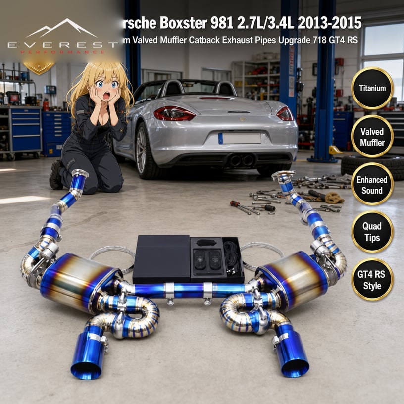 Titanium Valved Muffler Catback Exhaust Pipes for Porsche Boxster 981 2.7L/3.4L 2013-2015 Upgrade 718 GT4 RS