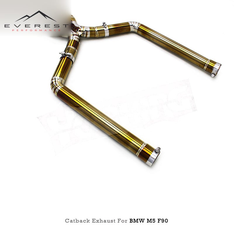 Custom Valvetronic Catback Exhaust for BMW M5 F90 4.4T 2018-2023 Gold Titanium X Pipe Muffler Exhaust System with Control