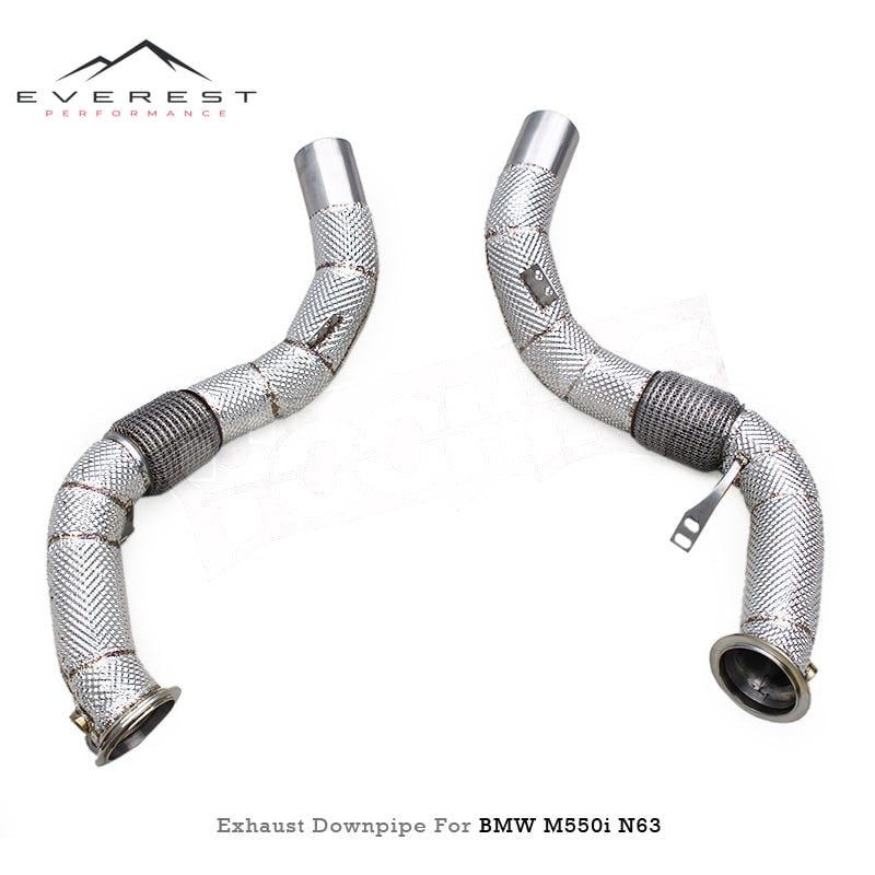 Straight Free Flow Downpipe Exhaust Pipes for BMW M550/M550i G30/N63 4.4TT 2019-2025 With Heat Shield