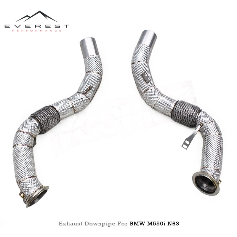 Straight Free Flow Downpipe Exhaust Pipes for BMW M550/M550i G30/N63 4.4TT 2019-2025 With Heat Shield