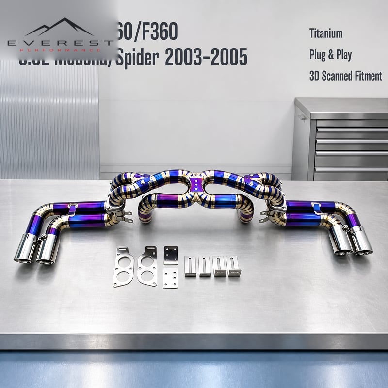 Direct-fit Straight Pipe Exhaust System for Ferrari 360/F360 3.6L Modena/Spider 2003-2005 Supersport X-pipe Sound Axleback