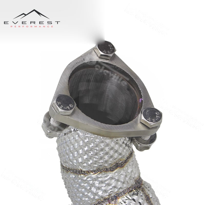 SS304L Exhaust Downpipe for AUDI S4/S5 B9 3.0T 2019-2023 With Heat Shield High Flow Catalyst Header 100/200/300 Cell