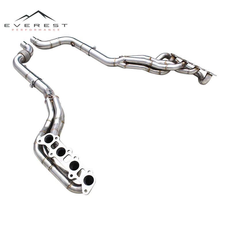 Turbo Exhaust System Manifold for Ford Mustang V8 5.0L 2015-2024 Stainless Steel Brushed Long Tube