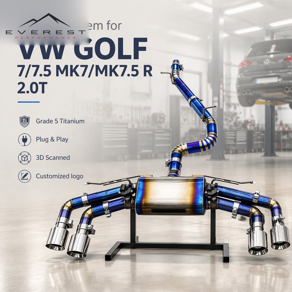 Custom Titanium Lightweight Catback Muffler for VW GOLF 7/7.5 MK7/MK7.5 R 2.0T 2014-2020 Valvetronic Exhaust System with Control