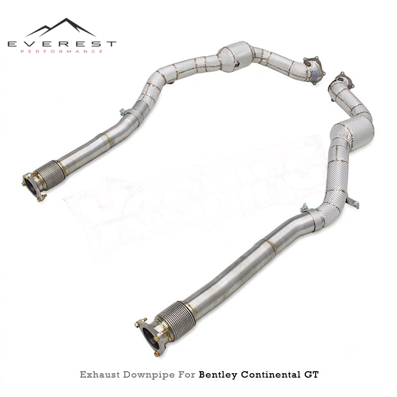 Direct-fit Heat Shield Downpipe for Bentley Continental GT V8 4.0T 2014-2017 High Flow Catted Downpipe 100/200/300cell Catalyst