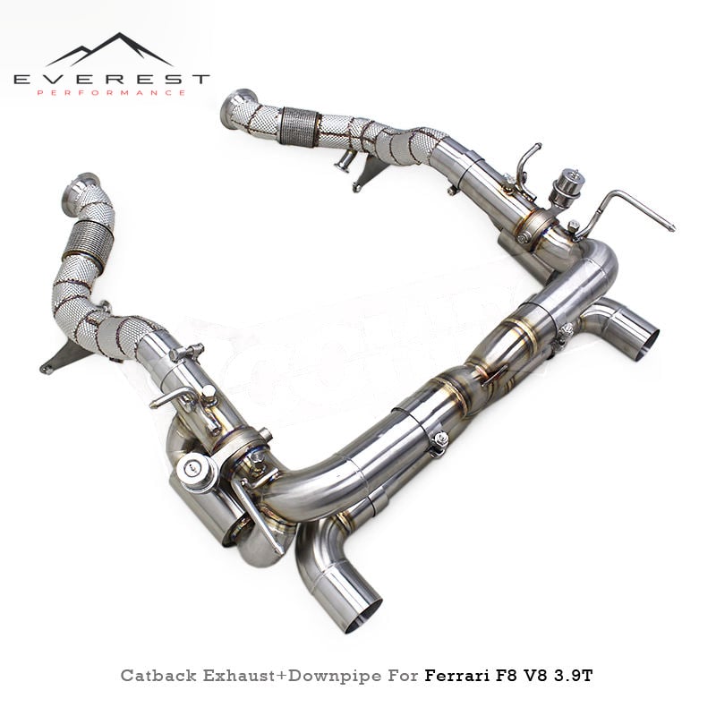 Custom Street Car Exhaust System for Ferrari F8 Spider/Tributo V8 3.9T 2019+ Straight Downpipe Valved X Pipe Catback Muffler